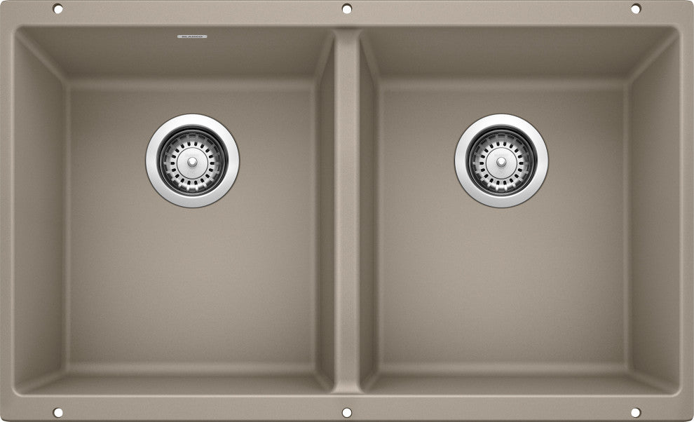 Blanco 18.12"x29.8" Granite Double Undermount Kitchen Sink, Truffle
