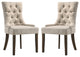Set of 2 Beige Fabric Side Chair, Espresso Finish