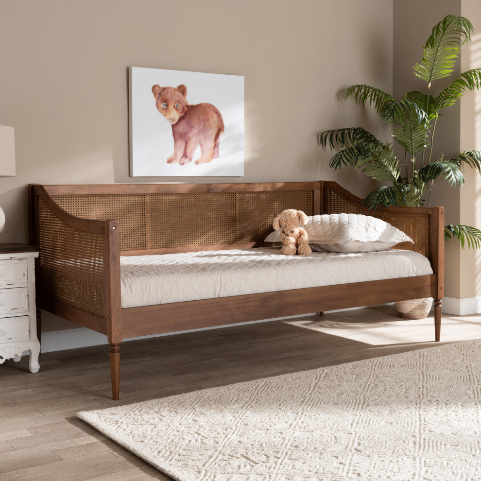 Matt Mid-Century Twin Size Daybed, Walnut Brown
