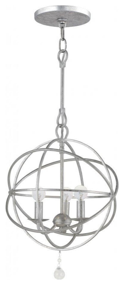 Crystorama 9225OS Three Light Mini Chandelier Solaris Olde Silver