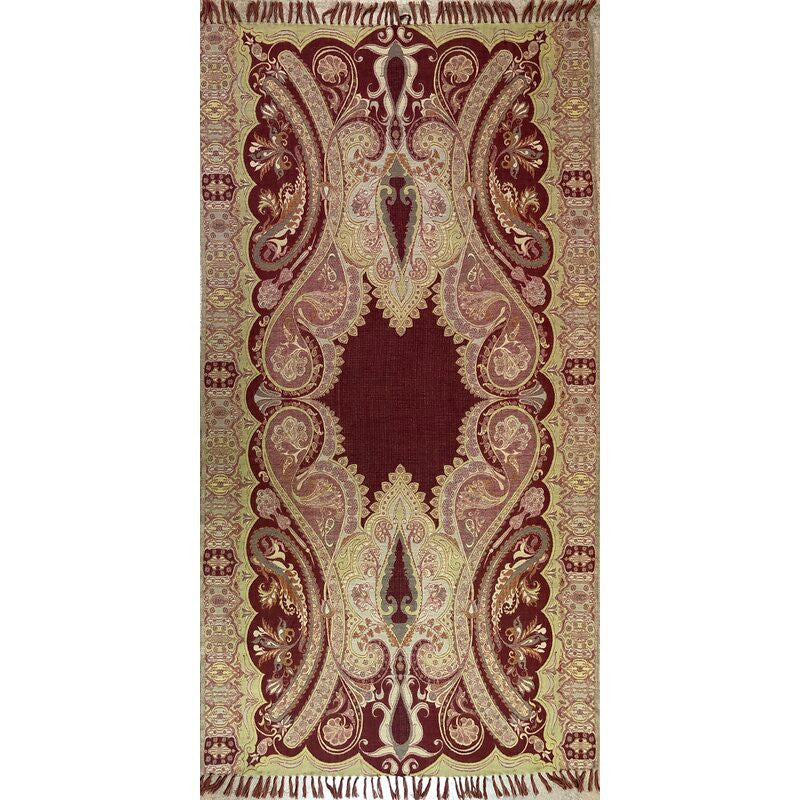 Desiree Wool Throw, Maroon, Lime