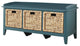 Benzara BM163623 Rectangular Wooden Bench with Storage Basket, Blue