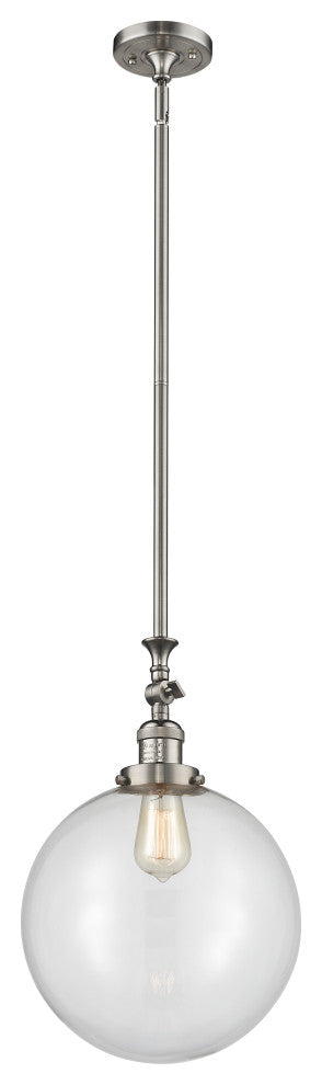 Beacon Mini Pendant, Brushed Satin Nickel, Clear