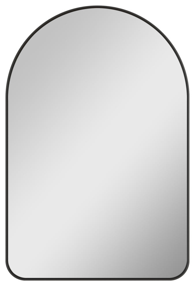 24"x36" Arched Bathroom Wall-mounted Mirror with Aluminum Frame, Matte Black