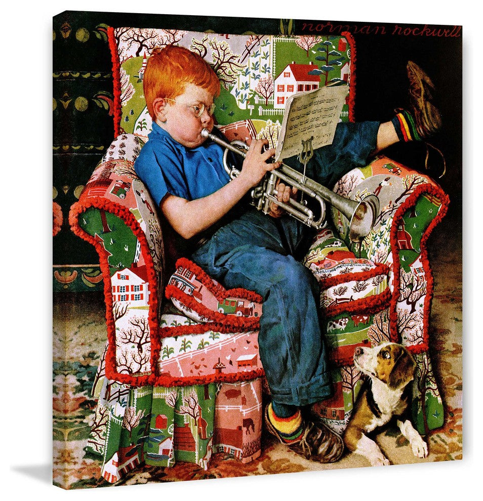 "Trumpeter" Painting Print on Canvas by Norman Rockwell