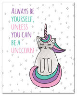 Be a Unicorn Cat 16x20 Canvas Wall Art