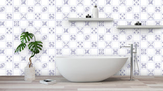 Blue Tile 3D Wall Panels, Set of 5, Covers 29 Sq Ft