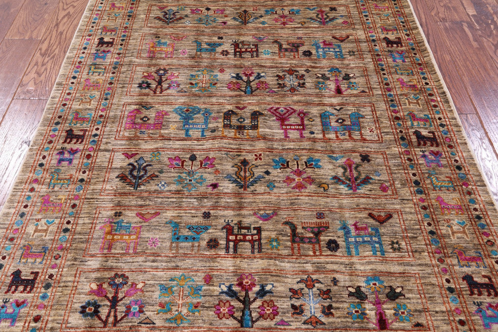 Handmade Persian Gabbeh Tribal Wool Rug 4' 0" X 6' 1" - Q12309
