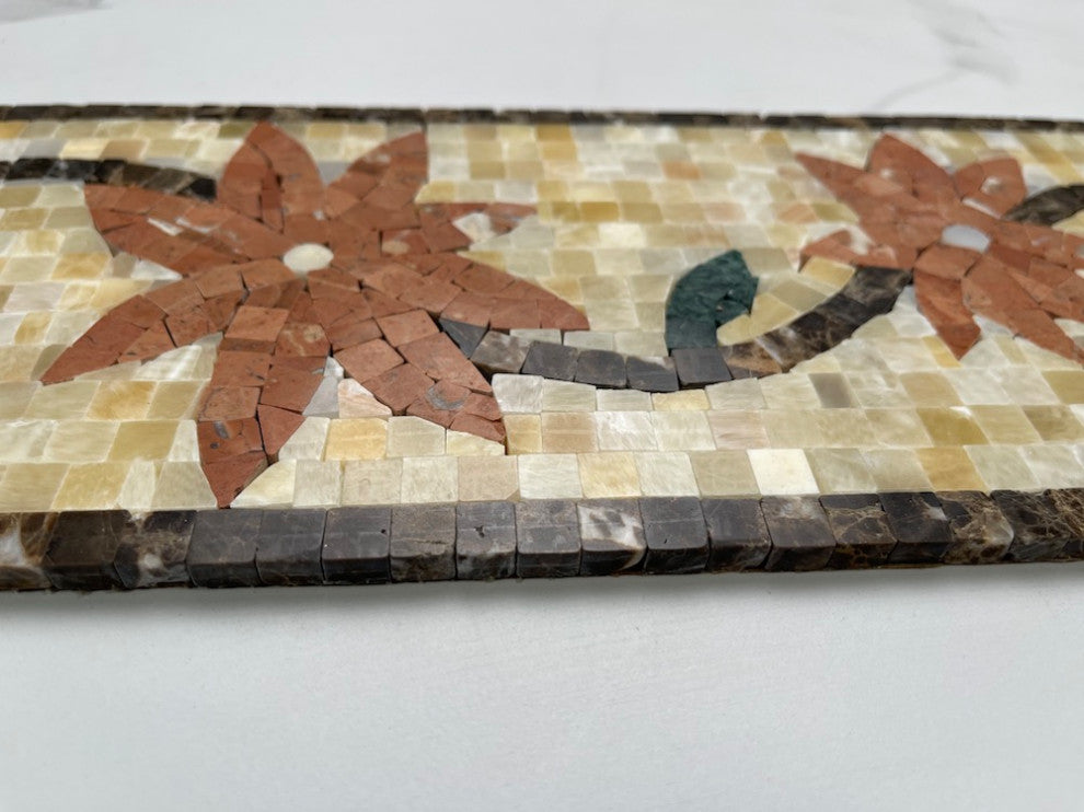 Marble Mosaic Border Listello Tile Fatsia Rojo 5.9x19.7 Polished, 1 piece