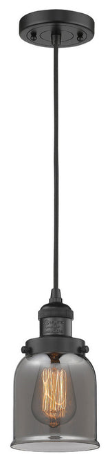 1-Light Small Bell 5" Pendant, Matte Black, Glass: Plated Smoked
