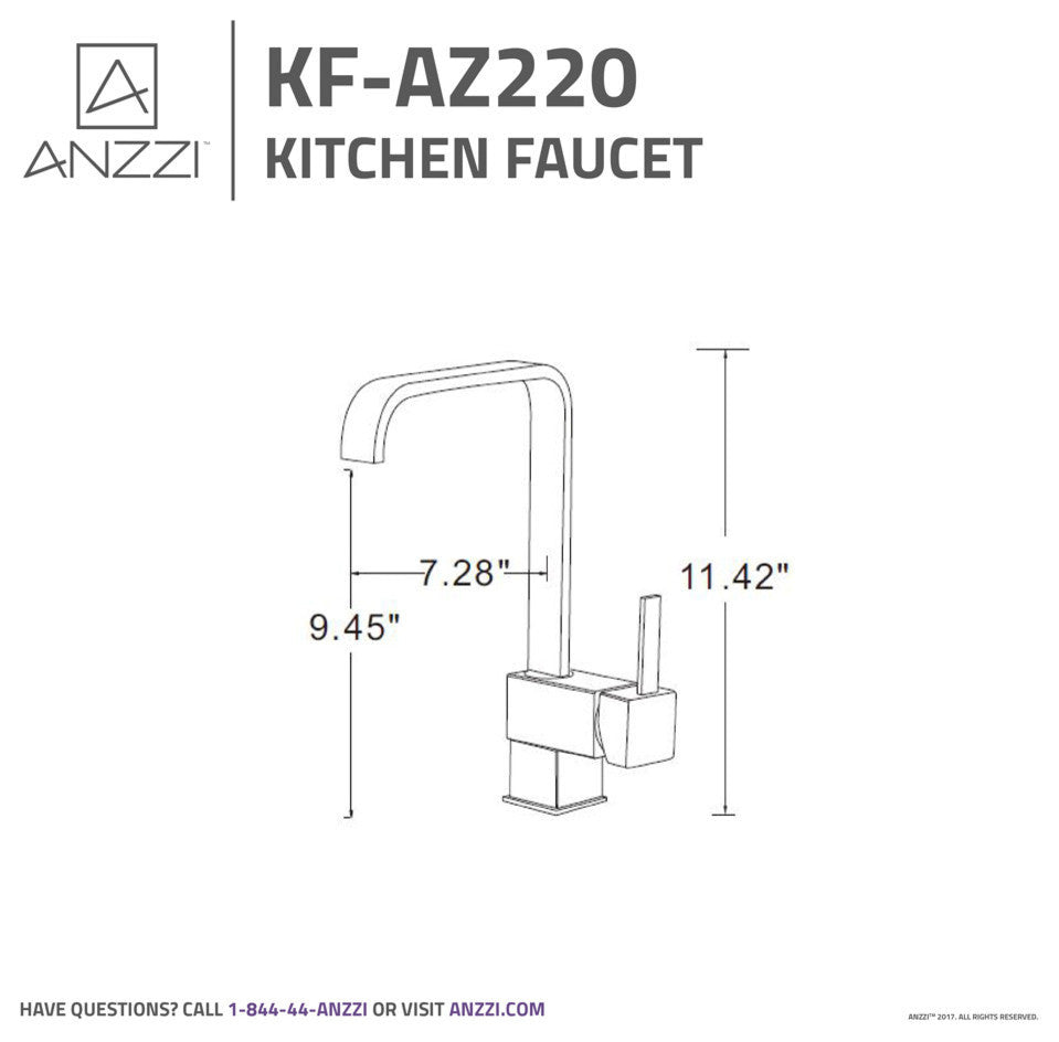 ANZZI Sabre Single-Handle Standard Kitchen Faucet, Brushed Nickel, Oil Rubbed Bronze