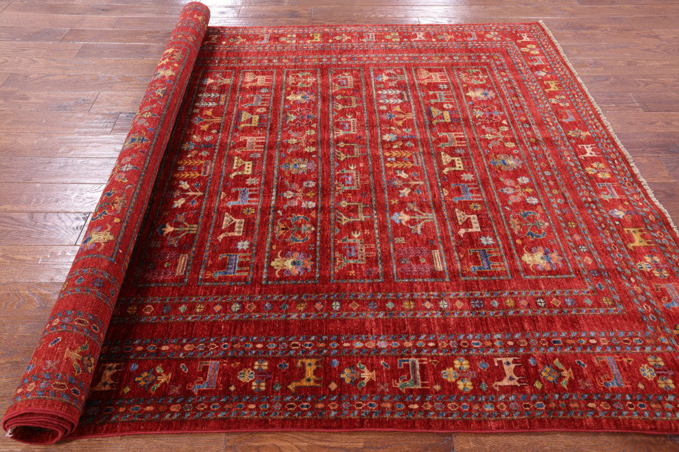 Tribal Persian Gabbeh Hand Knotted Rug 5' 11" X 8' 5" Q5350