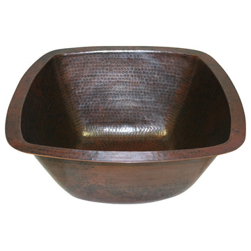 15" Square Copper Kitchen Bar Prep Sink Drop In or Under Mount
