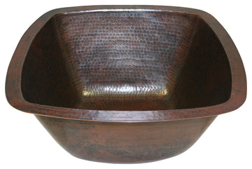 15" Square Copper Kitchen Bar Prep Sink Drop In or Under Mount