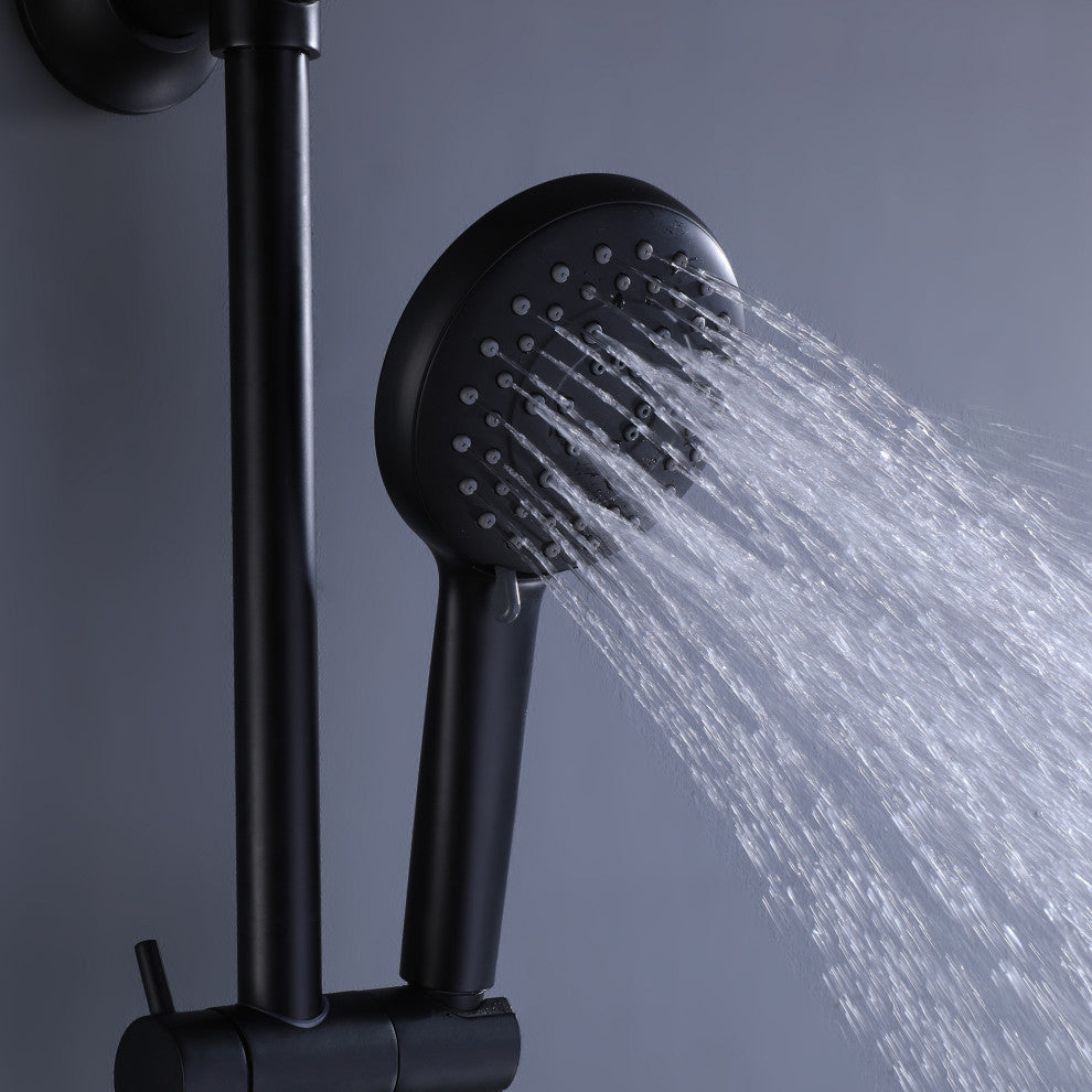 Shower System with 5 Settings Handheld Shower Head ( Not Included Rough Valves), Matte Black