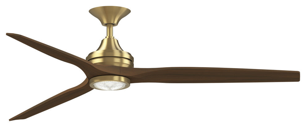 Fanimation Spitfire 64" Fan/LED Light, Brushed Satin Brass, Brushed Satin Brass/Whiskey Wood Blades