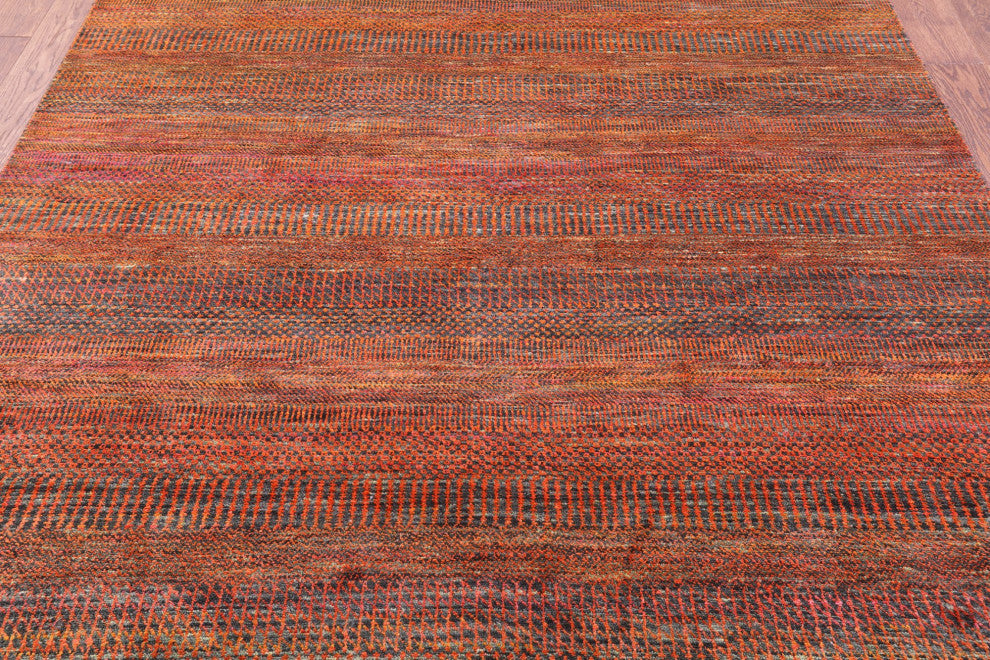 6' Square Super Savannah Gabbeh Hand Knotted Wool and Silk Rug Q11914