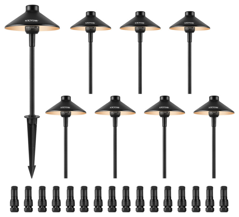 VEVOR 8 Pack Low Voltage Landscape Path Lights 12-24V Outdoor LED Pathway Lights