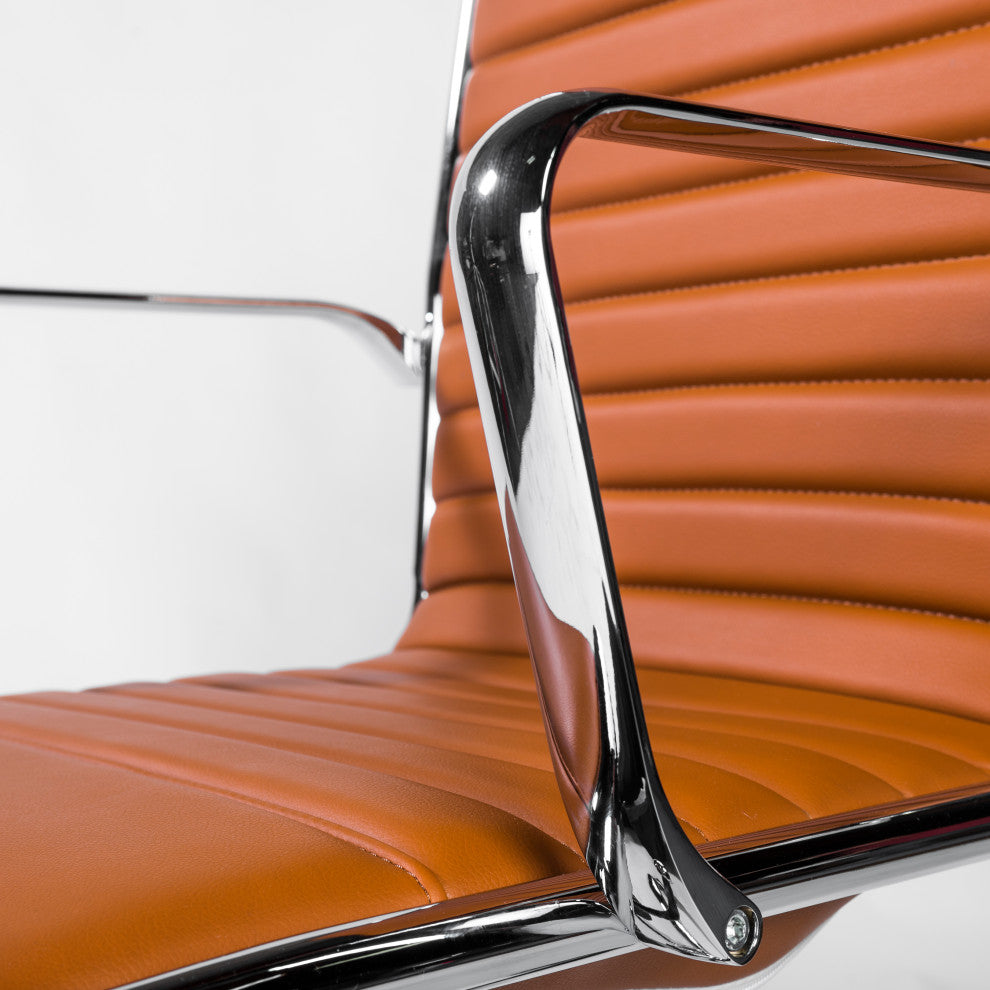 Dirk High Back Office Chair, Dark Caramel/Chrome