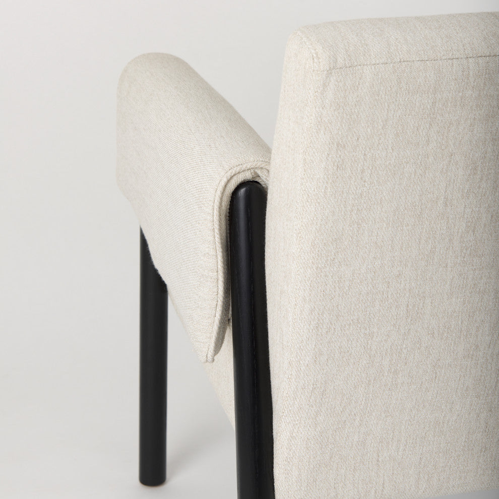 Ashton Beige Twill Fabric w/ Black Solid Wood Accent Chair