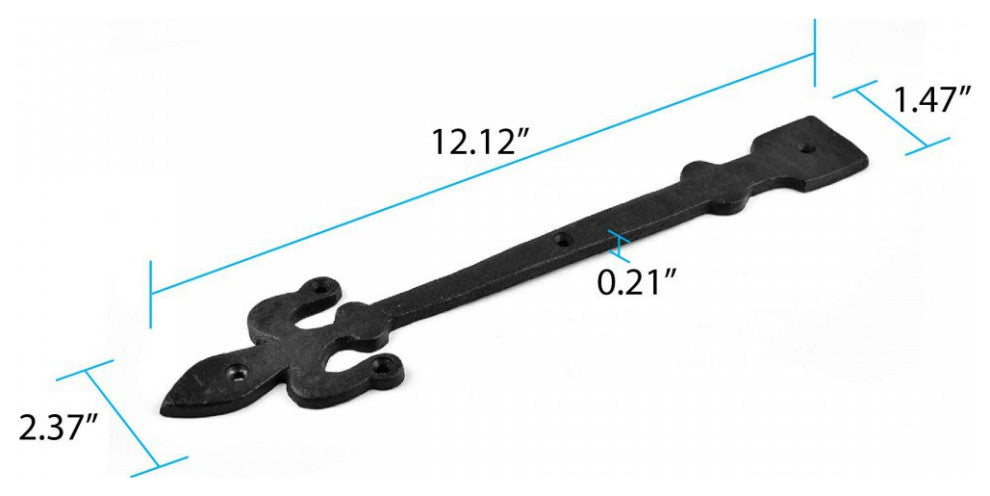 Decorative Door Strap Dummy Hinge 12" Fleur De Lis Antique Rustic Pack of 12