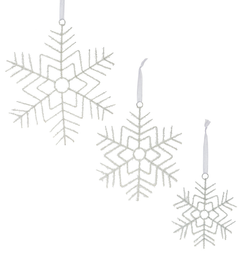 Glittered Wire Snowflake Ornament, 12-Piece Set