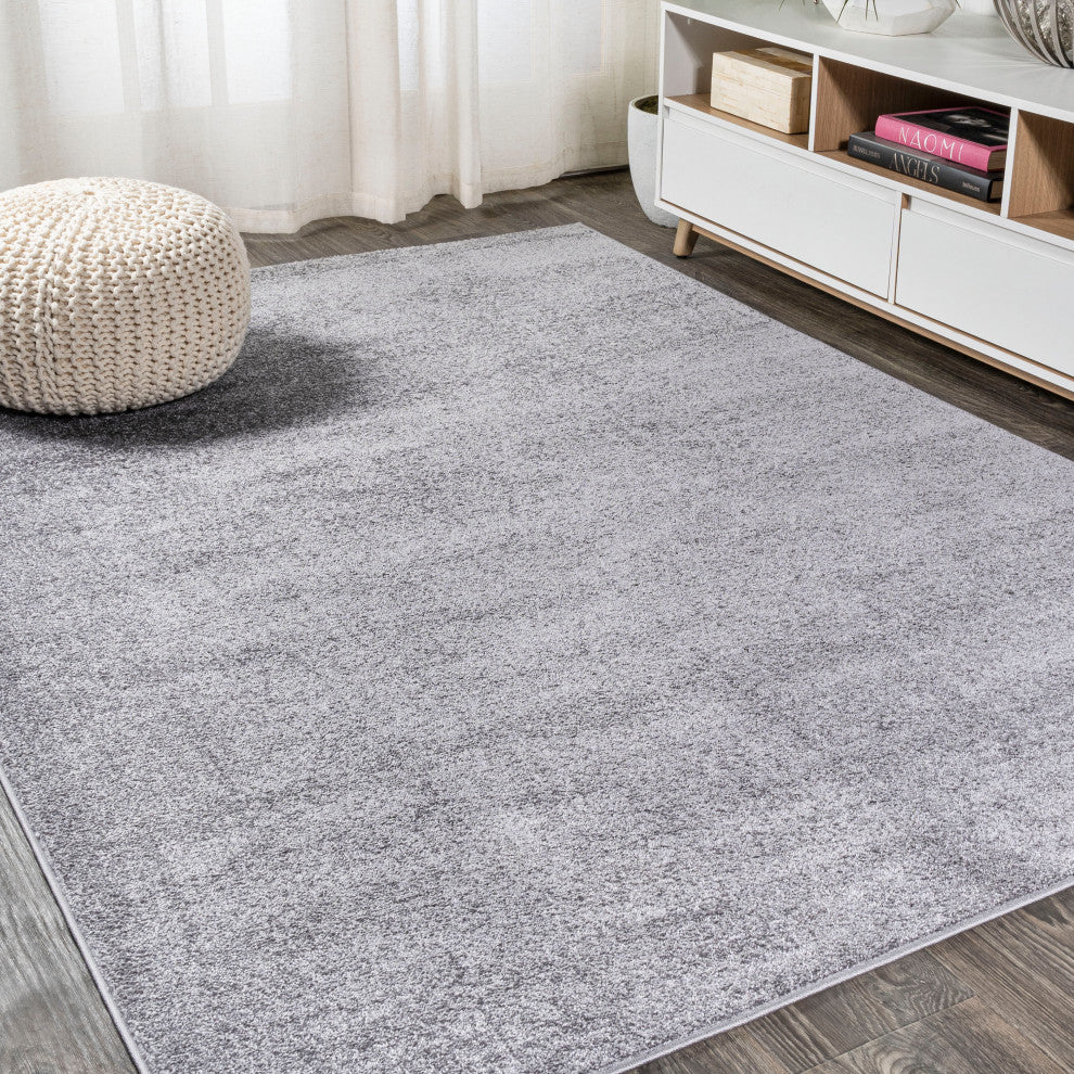 Haze Solid Low-Pile Runner Rug, Gray, 9 X 12