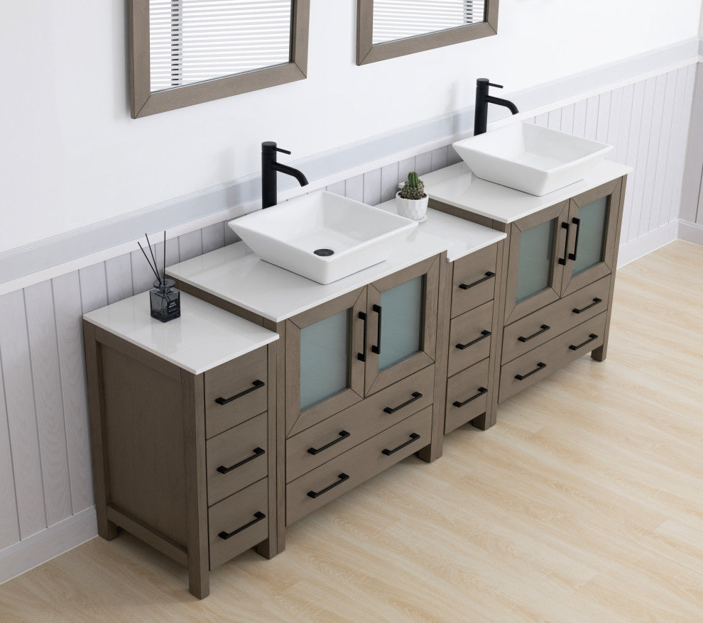 Vanity Art Vanity Set With Vessel Sink, Driftwood Gray, 84", Standard Mirror