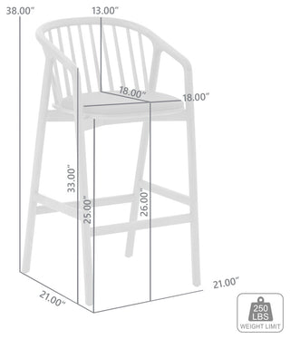 Echo, Walnut Wood/Black Faux Leather, Counter Stool, 26", Single