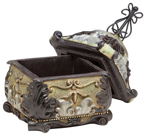 Falkville Resin Square Decorative Box, Gray/Green