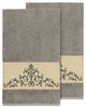 Scarlet 2-Piece Embellished Bath Towel Set, Dark Gray