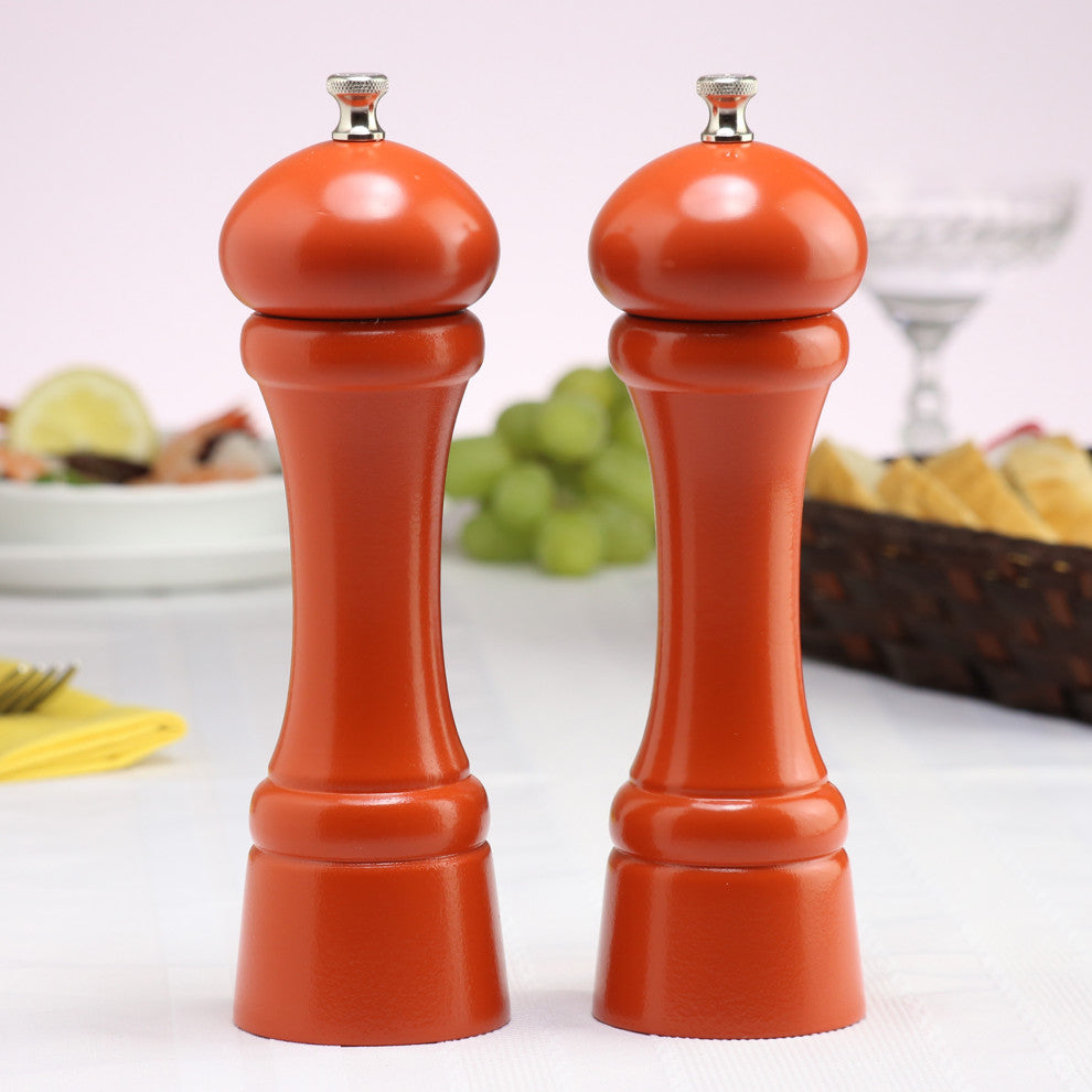 Chef Specialties Pro Series Pepper and Salt Mill Set, Orange, 8"