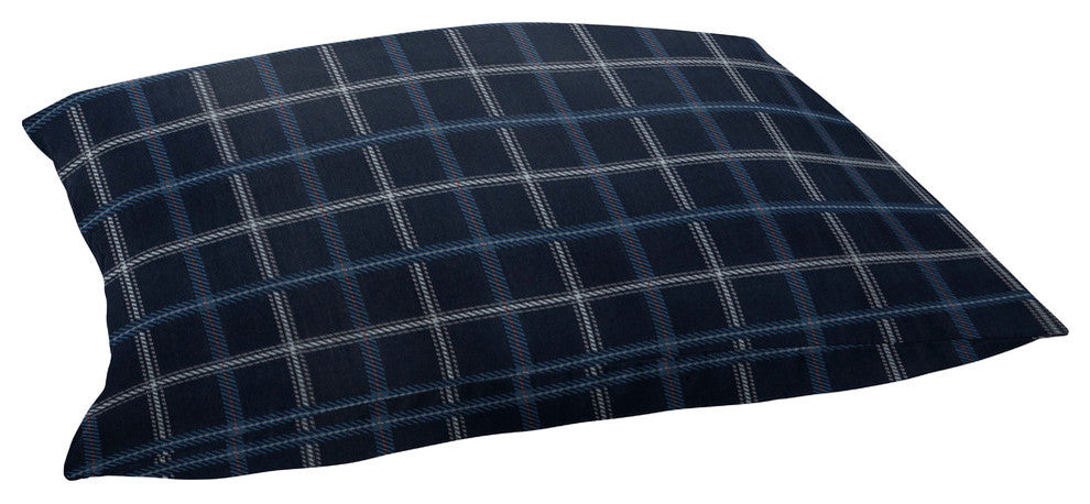 Sunbrella Indoor/Outdoor Tartan Blue Plaid Floor Pillow, 35x26