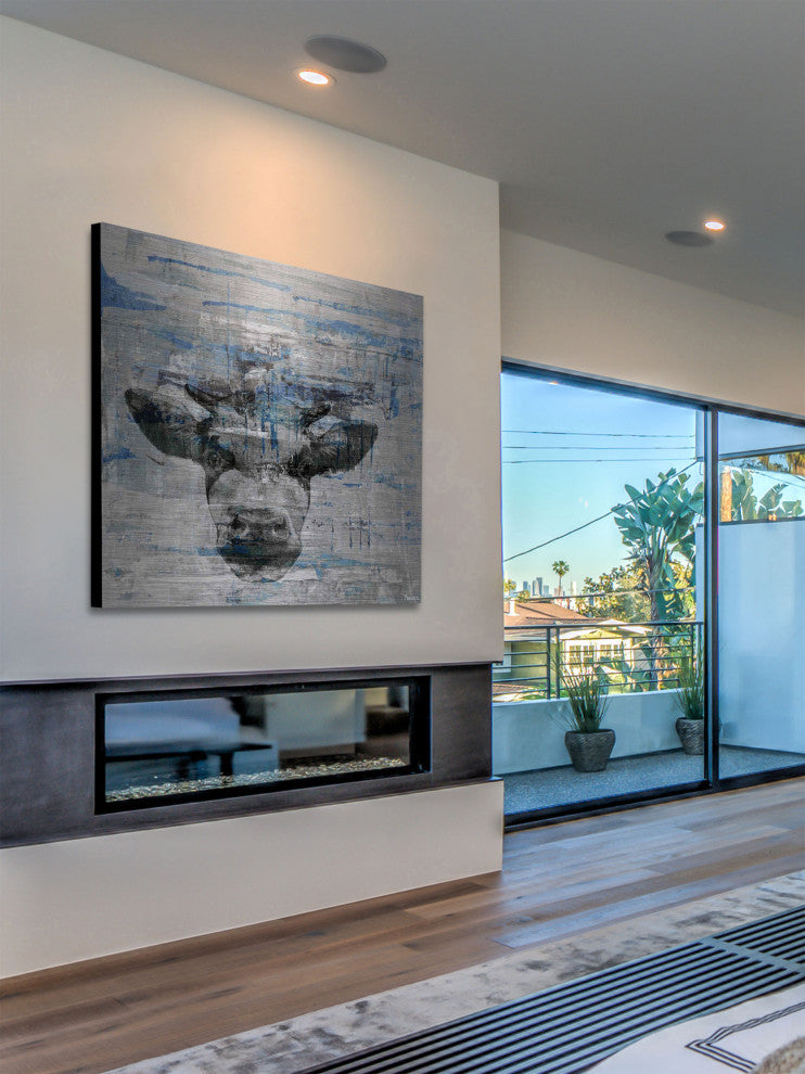 "Lingering Stare" Painting Print on Brushed Aluminum, 18"x18"