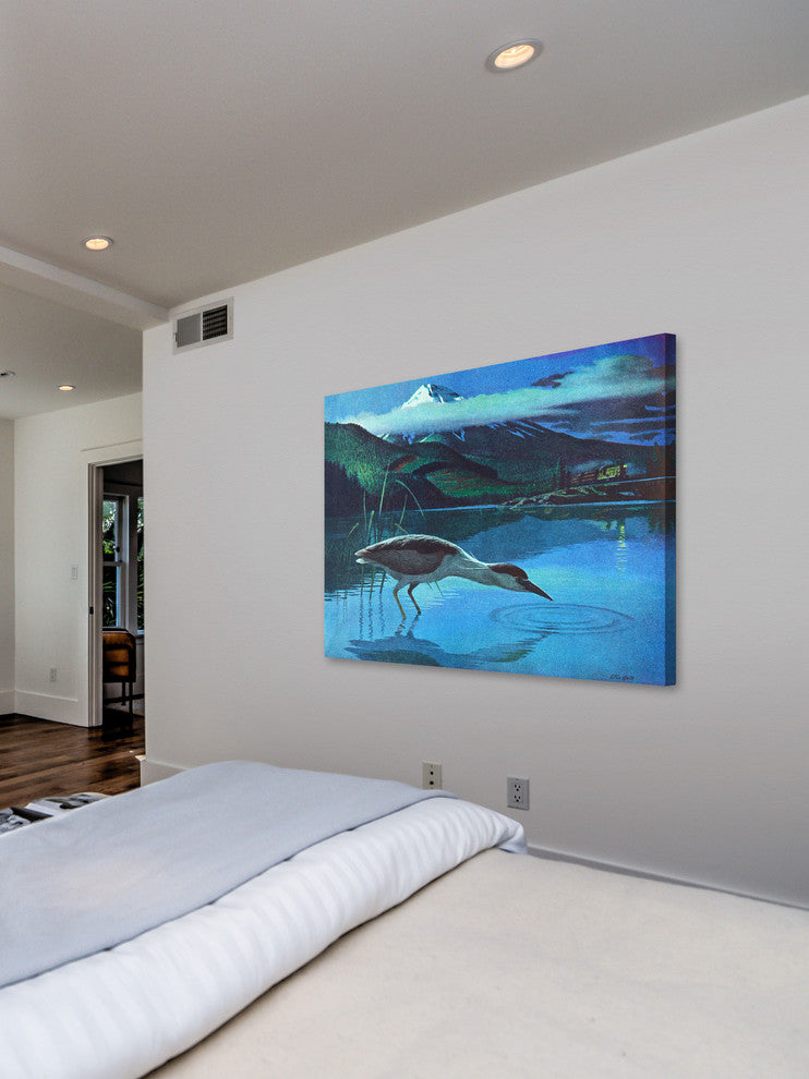 "Night Heron" Painting Print on Wrapped Canvas