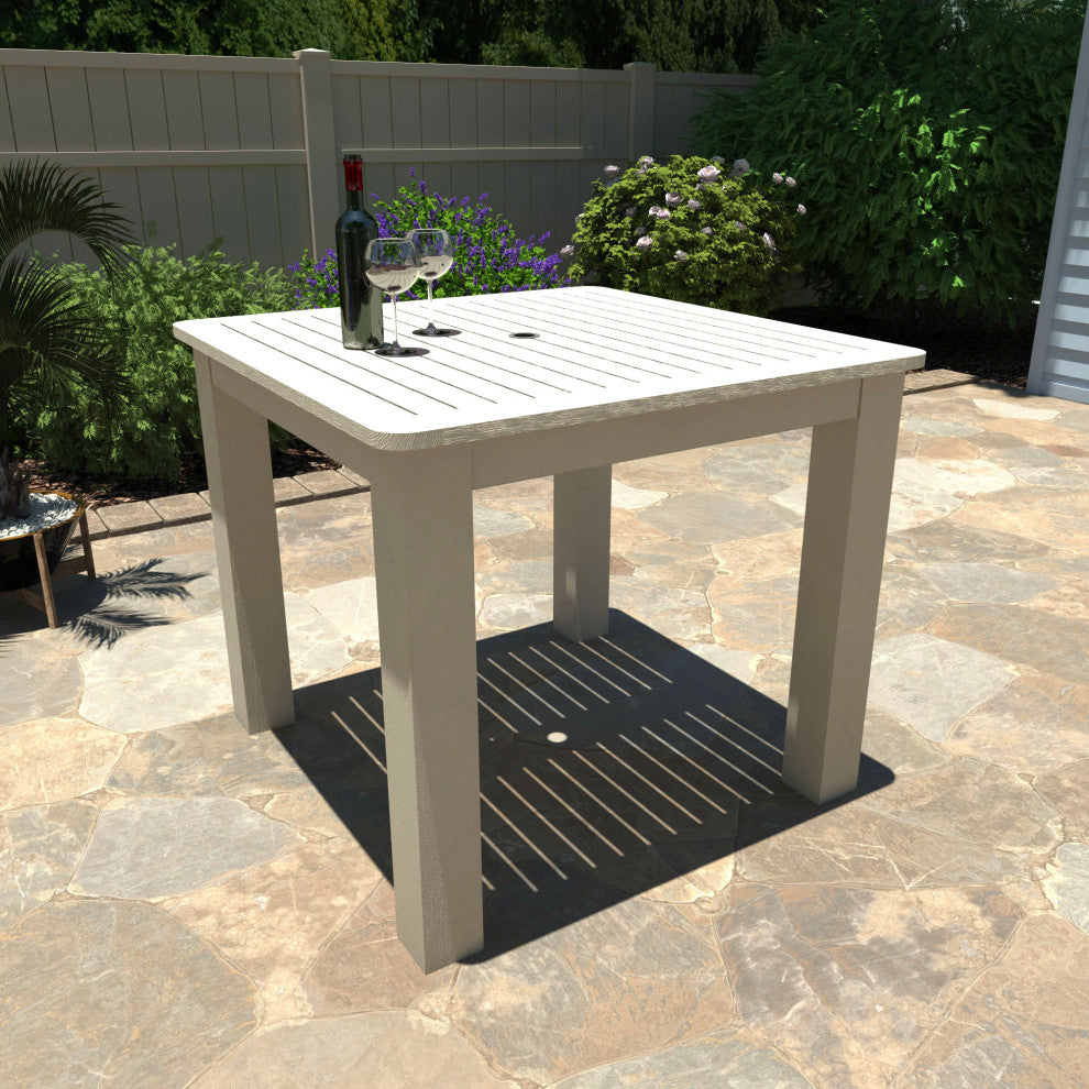 Square 42x42 Counter Dining Table, Weathered Acorn, Whitewash