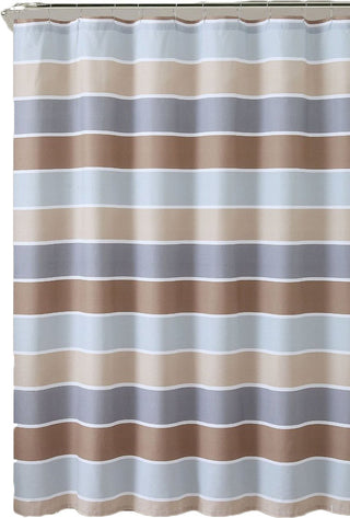 Cinder Striped 100% Cotton Fabric Shower Curtain, Brown