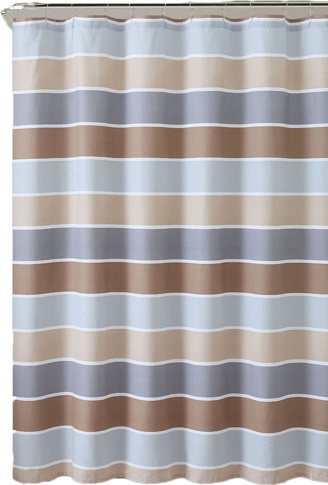 Cinder Striped 100% Cotton Fabric Shower Curtain, Brown