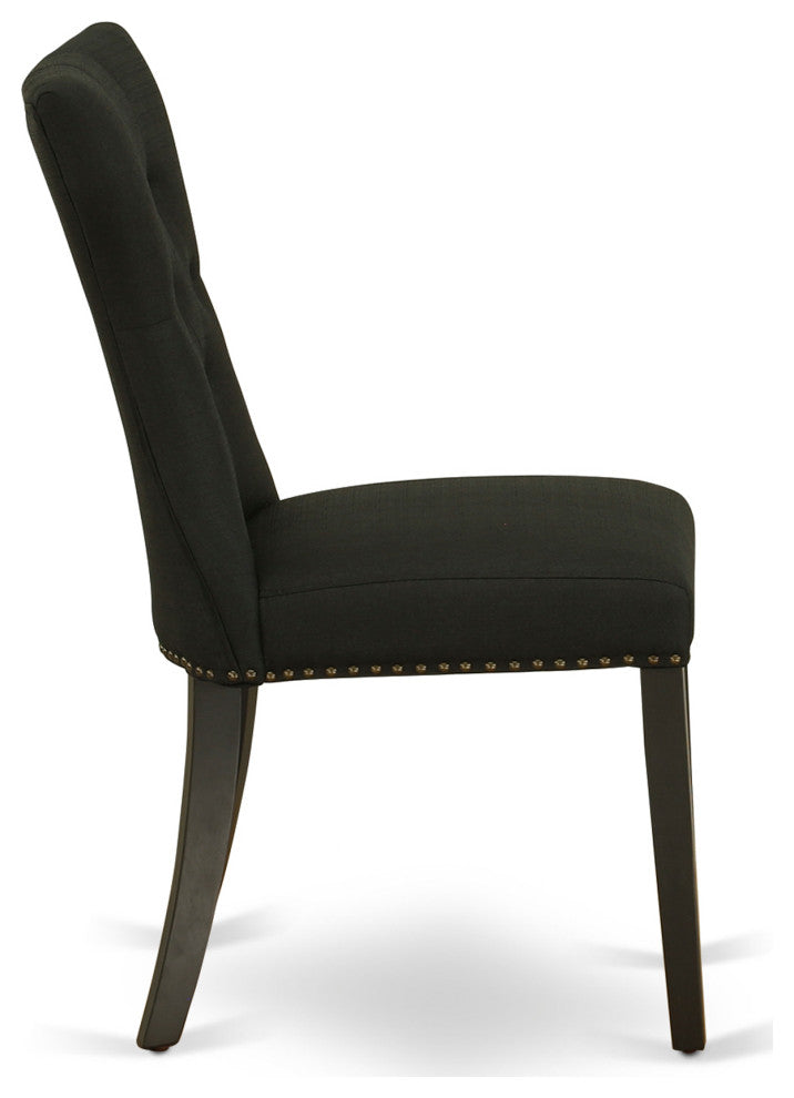 5Pc Small Dining Set - 4 Upholstered Chairs, Table Wood Frame -High Back & Black