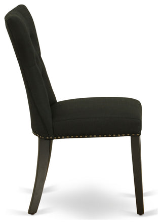 5Pc Small Dining Set - 4 Upholstered Chairs, Table Wood Frame -High Back & Black