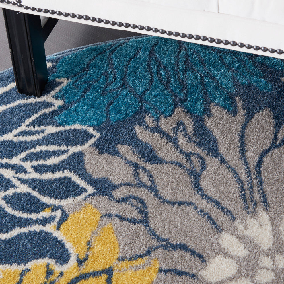 Nourison Passion 4'' x Round Blue Contemporary Indoor Area Rug
