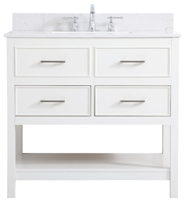 Skylar 36" Single Bathroom Vanity, White, With Backsplash