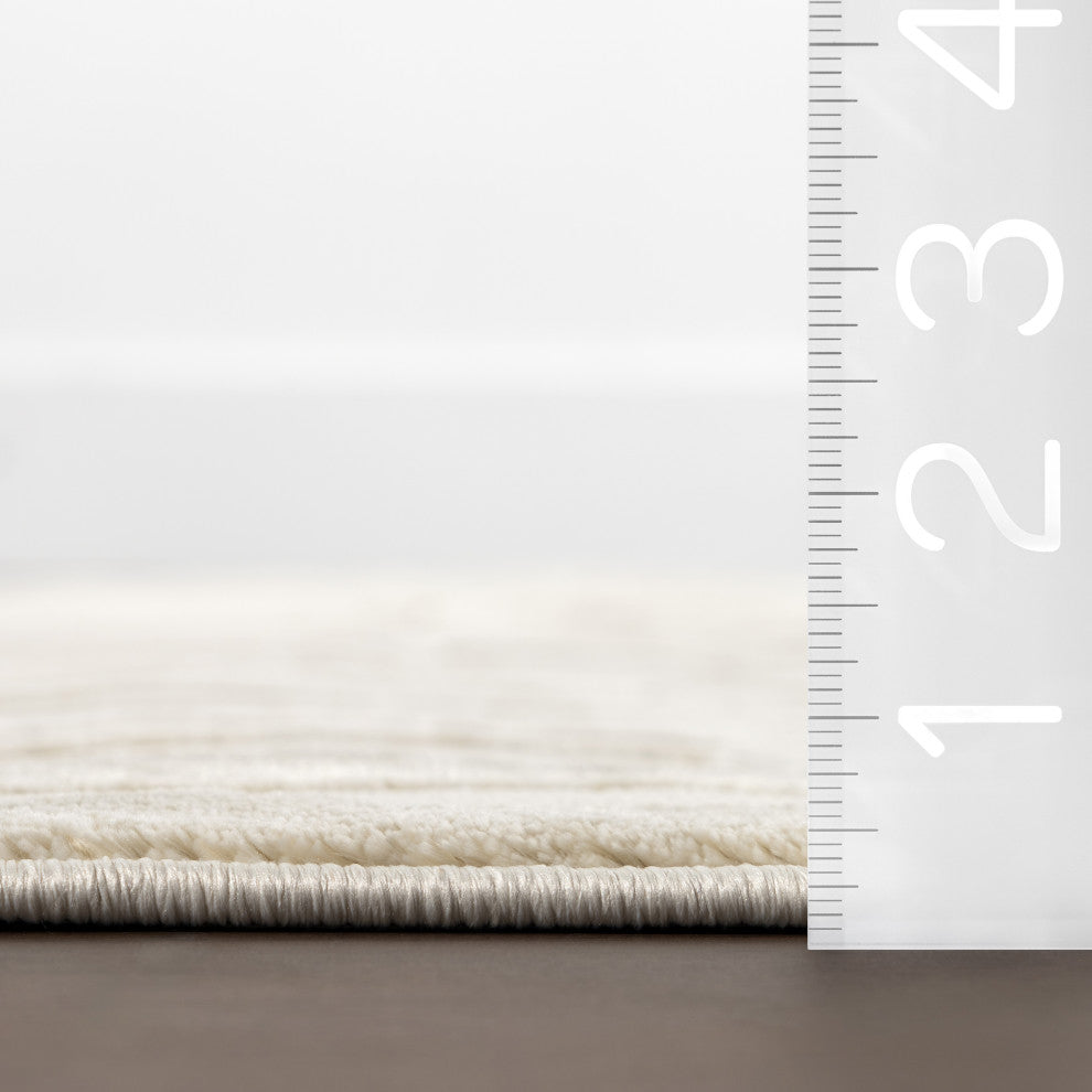 Nuloom Belen Modern Abstract Rug, Cream 6' Round