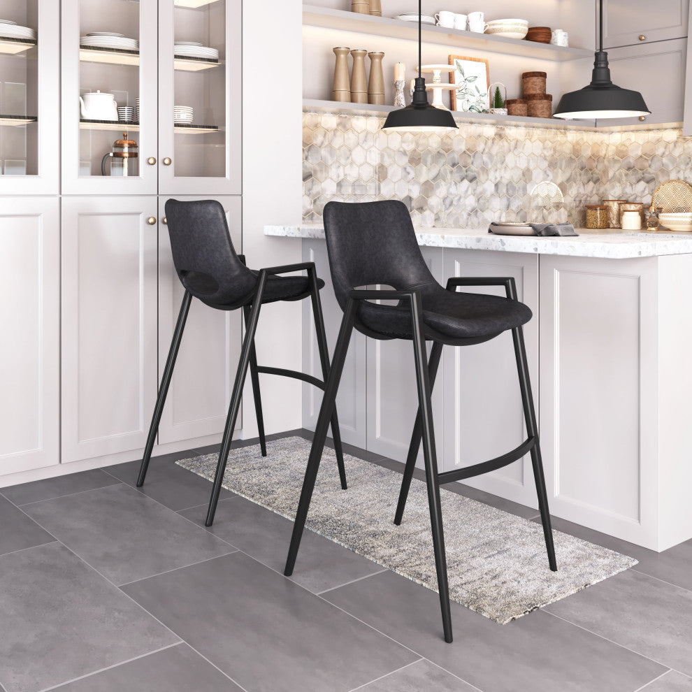 Desi Barstool Chair, Set of 2 Black
