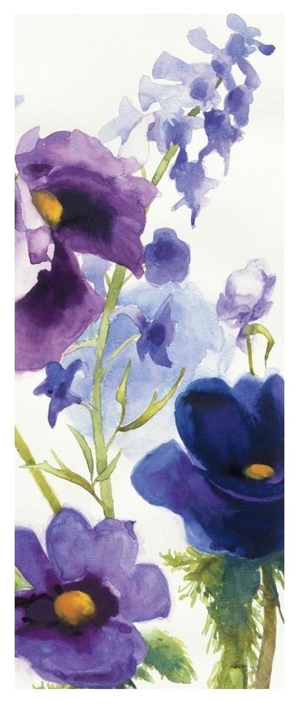 "Blue and Purple Mixed Garden I Panel II" Print by Shirley Novak, 22"x52"