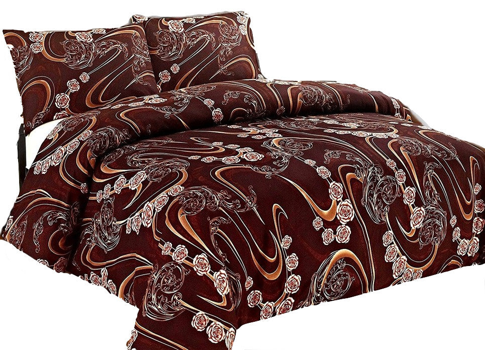 Tache Melted Gold Brown Floral Duvet Cover Set, Twin
