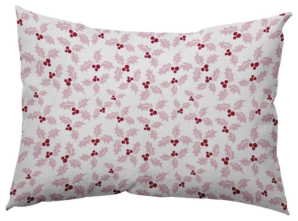 Holly Bush Accent Pillow, Light Pink, 14"x20"