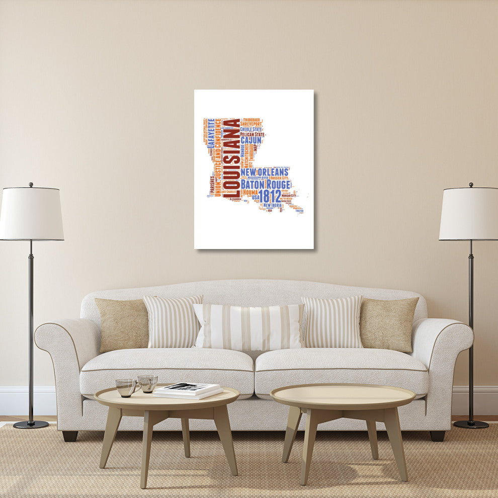 "Louisiana Word Cloud Map" Fine Art Print