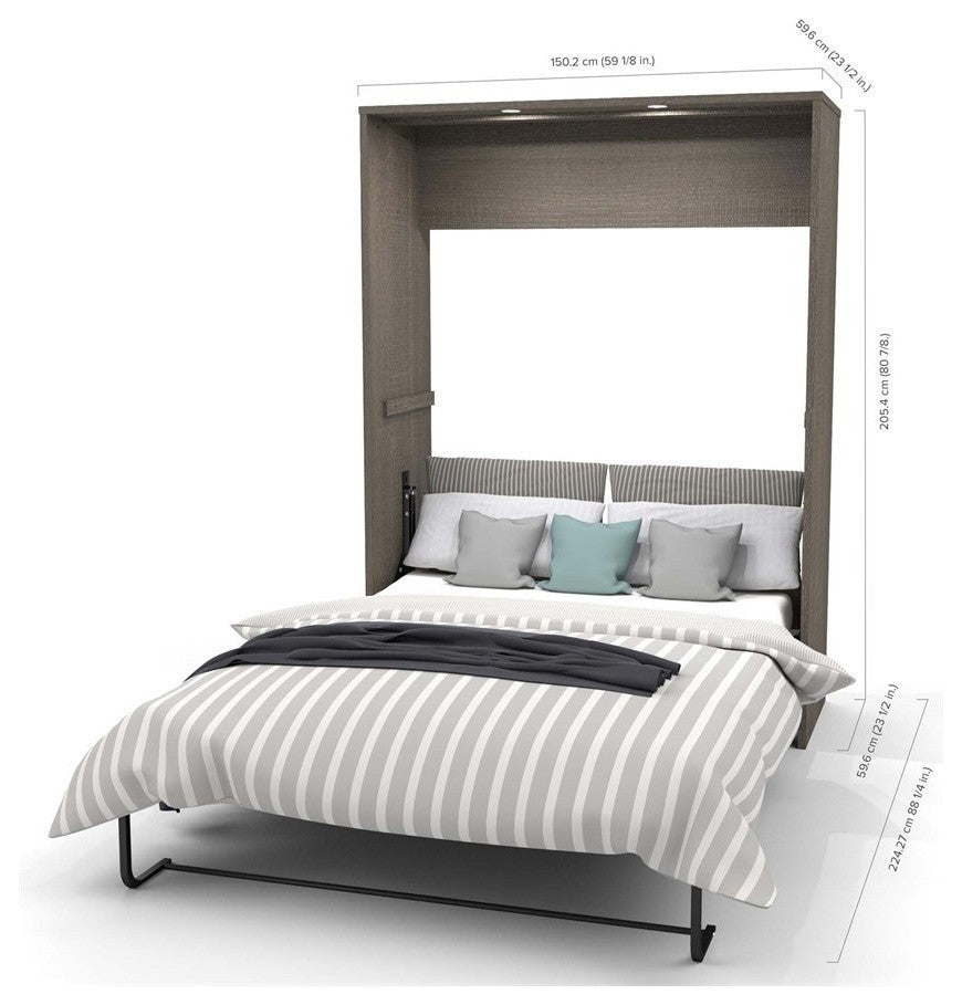 Elite 79" Full Wall Bed Kit, Bark Gray And White