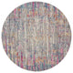 5' Pink And Ivory Round Abstract Power Loom Area Rug